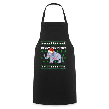 Pull de Noël moche t-shirt éléphant de Noël - Tablier de cuisine - noir - Devant - AI Model Male 185 dark (185cm)