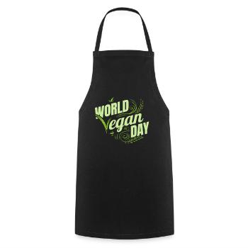 Logo de la Journée mondiale du végétalien vert, Go Vegan - Tablier de cuisine - noir - Devant - AI Model Male 185 dark (185cm)