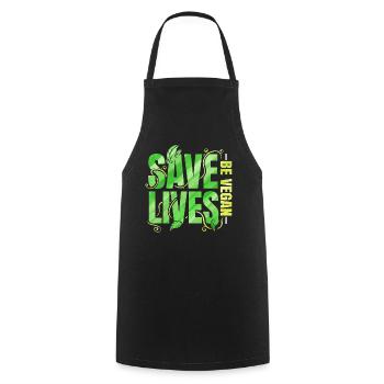Save Lives - Be Vegan - Cooking Apron - black - Front - AI Model Male 185 dark (185cm)