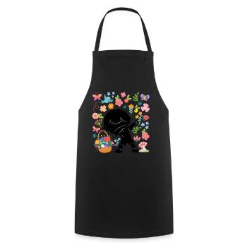 Silhouette Dabbing Boy Hippie Bouquet Frühling - Kochschürze - Schwarz - Vorne - AI Model Male 185 dark (185cm)