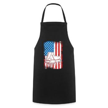 USA Flagge Klavier - Kochschürze - Schwarz - Vorne - AI Model Male 185 dark (185cm)