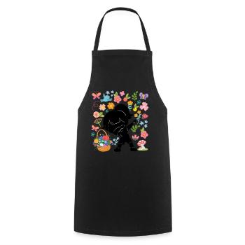 Silhouette Dabbing Girl Hippie Bouquet Spring - Tablier de cuisine - noir - Devant - AI Model Male 185 dark (185cm)