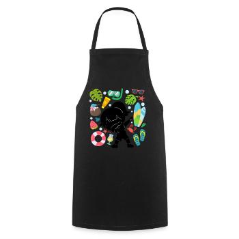 Silhouette Dabbing Girl Sommerzeit Strand Stil - Kochschürze - Schwarz - Vorne - AI Model Male 185 dark (185cm)