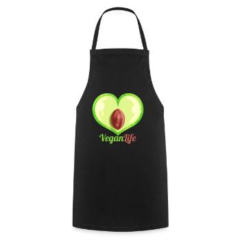 Heart Shaped Aubergine - Vegan Life - Go Vegan - Kochschürze - Schwarz - Vorne - AI Model Male 185 dark (185cm)