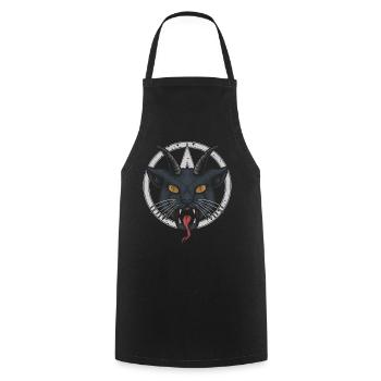 Demonic Horned Cat, Creepy - Cooking Apron - black - Front - AI Model Male 185 dark (185cm)