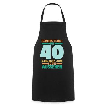 Vierzig 40 Jahre Vierzigster Geburtstag - Kochschürze - Schwarz - Vorne - AI Model Male 185 dark (185cm)