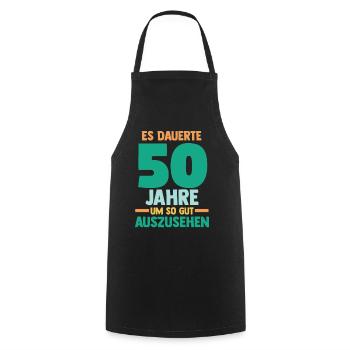 Fünfzig Fünfzigster 50 Jahre Geburtstag - Kochschürze - Schwarz - Vorne - AI Model Male 185 dark (185cm)