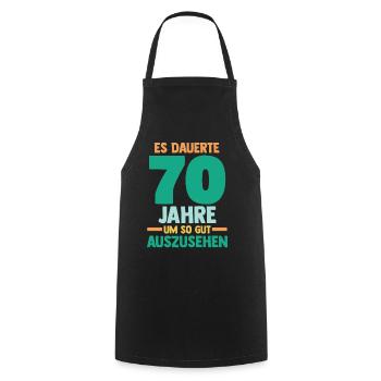 Siebzig Siebzigster 70 Jahre Geburtstag - Kochschürze - Schwarz - Vorne - AI Model Male 185 dark (185cm)