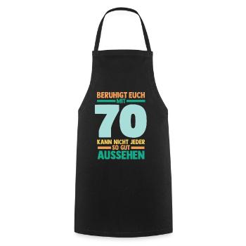 Siebzig 70 Jahre Siebzigster Geburtstag - Kochschürze - Schwarz - Vorne - AI Model Male 185 dark (185cm)