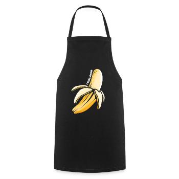 Je me sens bien - Je pele une bonne banane - Végétarien et - Tablier de cuisine - noir - Devant - AI Model Male 185 dark (185cm)