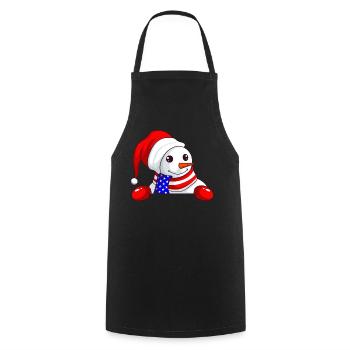 Schneemann Weihnachtsmütze USA Flagge Weihnachten - Kochschürze - Schwarz - Vorne - AI Model Male 185 dark (185cm)
