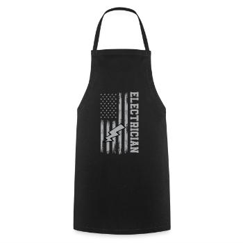 American electrician - Cooking Apron - black - Front - AI Model Male 185 dark (185cm)