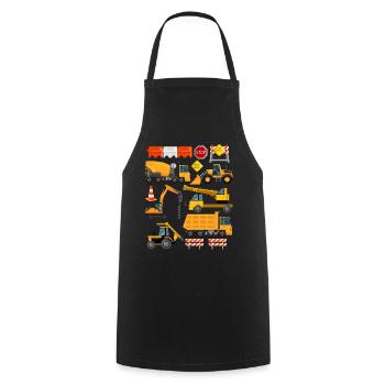 Construction Loader Tractor Dumptuck Construction Site | Engineer - Cooking Apron - black - Front - AI Model Male 185 dark (185cm)