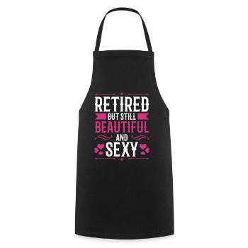 Retraitée, mais toujours belle et sexy - Tablier de cuisine - noir - Devant - AI Model Male 185 dark (185cm)