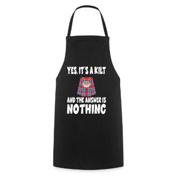 YES IT's A KILT AND THE ANSWER IS NOTHING - Kochschürze - Schwarz - Vorne - AI Model Male 185 dark (185cm)