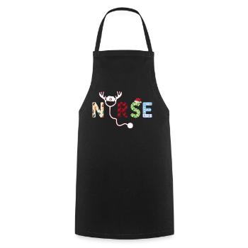 Infirmière moche Noël - Tablier de cuisine - noir - Devant - AI Model Male 185 dark (185cm)