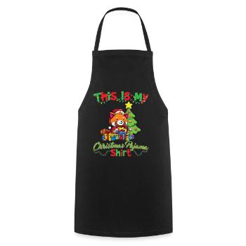 This Is My Christmas Pajama Shirt Xmas Pyjama - Cooking Apron - black - Front - AI Model Male 185 dark (185cm)