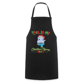This Is My Christmas Pajama Shirt Xmas Pyjama - Cooking Apron - black - Front - AI Model Male 185 dark (185cm)