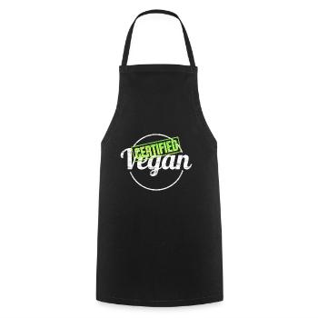 Label For Certified Vegan - Kochschürze - Schwarz - Vorne - AI Model Male 185 dark (185cm)