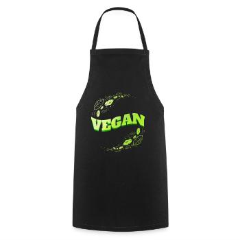 Green Leaves Logo - Go Vegan - Kochschürze - Schwarz - Vorne - AI Model Male 185 dark (185cm)