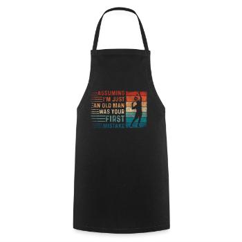 Assuming Im Just An Old Man Mistake Padel - Cooking Apron - black - Front - AI Model Male 185 dark (185cm)