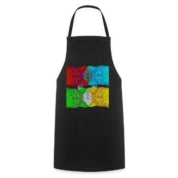 Colourful Cats (Pop Art) designed by HeiArts - Cooking Apron - black - Front - AI Model Male 185 dark (185cm)