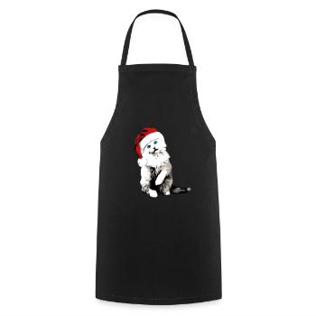 Chat avec chapeau de Noël Noël Noël - Tablier de cuisine - noir - Devant - AI Model Male 185 dark (185cm)