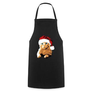 Cat Blue Eyes Christmas Hat Christmas - Cooking Apron - black - Front - AI Model Male 185 dark (185cm)