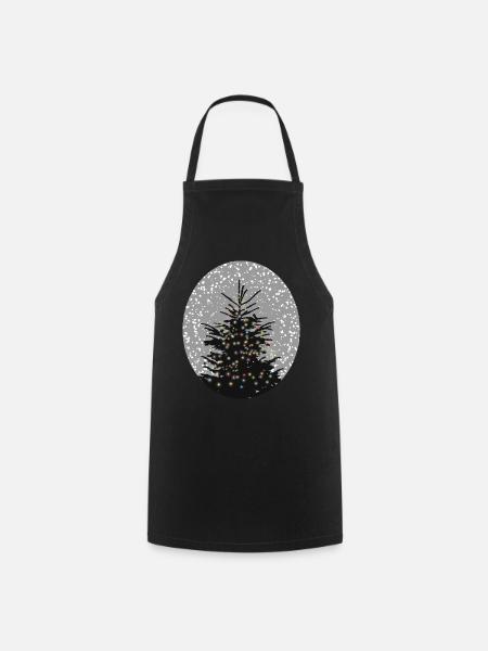 beleuchteter Weihnachtsbaum im Schnee - Kochschürze - Schwarz