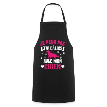 je peux pas j'ai câlins avec mon chien humour - Tablier de cuisine - noir - Devant - AI Model Male 185 dark (185cm)