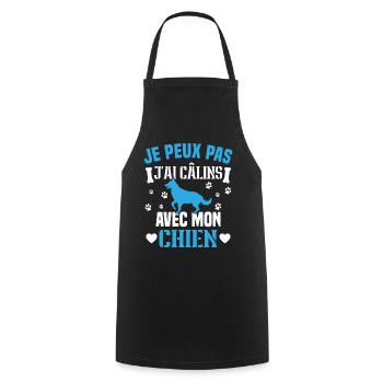 je peux pas j'ai câlins avec mon chien humour - Tablier de cuisine - noir - Devant - AI Model Male 185 dark (185cm)