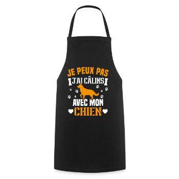je peux pas j'ai câlins avec mon chien humour - Tablier de cuisine - noir - Devant - AI Model Male 185 dark (185cm)