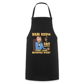 Radio amateur et café démarre opérateur radio amateur - Tablier de cuisine - noir - Devant - AI Model Male 185 dark (185cm)