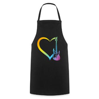 Guitar Heart - Bass Guitar Heart Bass Guitarist - Cooking Apron - black - Front - AI Model Male 185 dark (185cm)