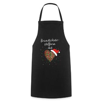 Brandschutzhelferin mit Herz Weihnachtsmotiv Xmas - Kochschürze - Schwarz - Vorne - AI Model Male 185 dark (185cm)