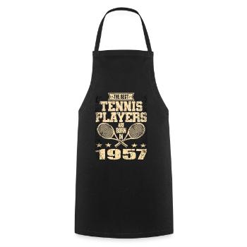 Les meilleurs joueurs de tennis sont nés en 1957 - Tablier de cuisine - noir - Devant - AI Model Male 185 dark (185cm)