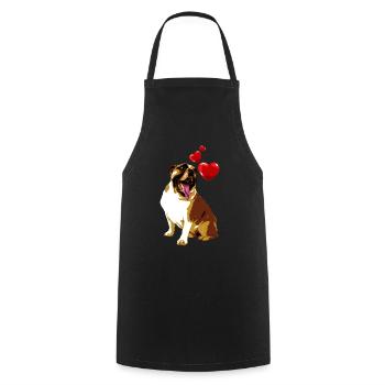 Bulldog avec Hearts Vintage Style Retro Dog - Tablier de cuisine - noir - Devant - AI Model Male 185 dark (185cm)