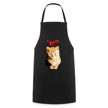 Kitten Orange Vintage with heart cat motif - Cooking Apron - black - Front - AI Model Male 185 dark (185cm)