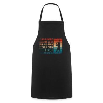 Assuming Im Just An Old Man Mistake Squash - Cooking Apron - black - Front - AI Model Male 185 dark (185cm)