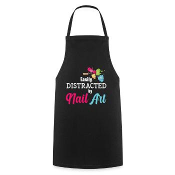 Easily distracted by Nail Art Nail Tech - Cooking Apron - black - Front - AI Model Male 185 dark (185cm)