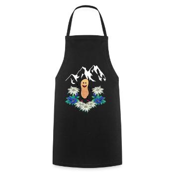 Autriche Suisse Montagnes Montagnes Gentiane Edelweiss - Tablier de cuisine - noir - Devant - AI Model Male 185 dark (185cm)