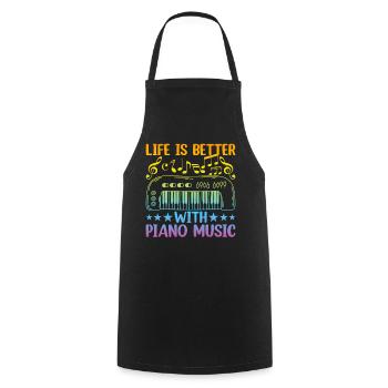 Piano Keyboard Player - Life Is Better With Piano - Kochschürze - Schwarz - Vorne - AI Model Male 185 dark (185cm)