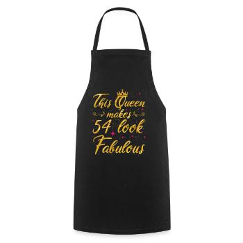 This Queen makes 54 look Fabulous 54th Birthday - Cooking Apron - black - Front - AI Model Male 185 dark (185cm)