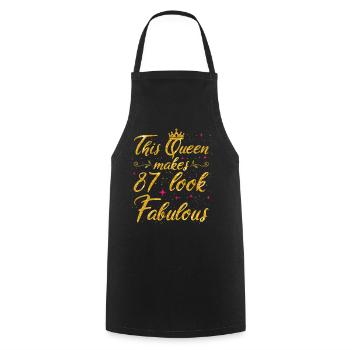 Cette reine fait 87 look Fabuleux 87e anniversaire - Tablier de cuisine - noir - Devant - AI Model Male 185 dark (185cm)