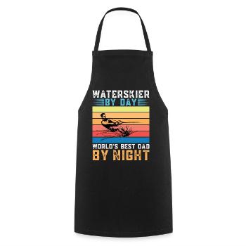 Water skiers by day World's best father at night - Cooking Apron - black - Front - AI Model Male 185 dark (185cm)