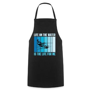 Life on the water is perfect for me - Cooking Apron - black - Front - AI Model Male 185 dark (185cm)