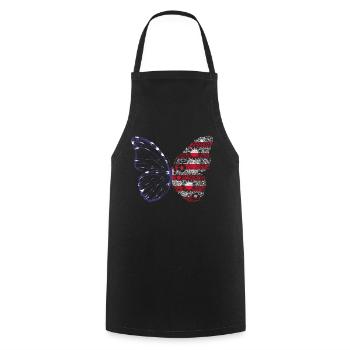 Floral Butterfly July 4 Independence Day - Cooking Apron - black - Front - AI Model Male 185 dark (185cm)