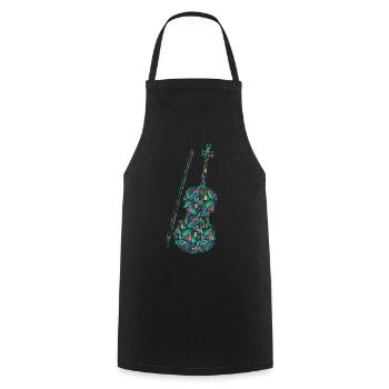 Violin Violinist Tropical Flower - Cooking Apron - black - Front - AI Model Male 185 dark (185cm)