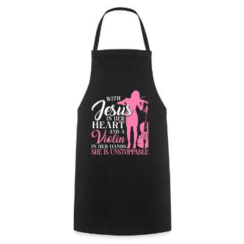 Violoniste Violoniste Jesus Faith - Tablier de cuisine - noir - Devant - AI Model Male 185 dark (185cm)