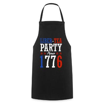 Liber-tea Party since 1776 July 4 - Cooking Apron - black - Front - AI Model Male 185 dark (185cm)